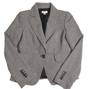 Ann Taylor Loft Single Breasted Blazer Womens 2 Gray Minimalist Career Preppy